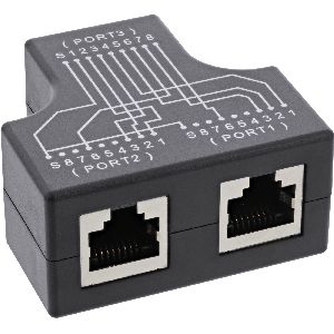 InLine® Cat.5e STP T-Adapter (Port-Doppler), RJ45 Buchse an 2x RJ45 Buchse 69995B