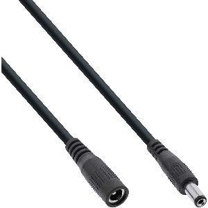 InLine® DC Verlängerungskabel, DC Stecker/Buchse 5,5x2,1mm, AWG 18, schwarz, 1m 26901B