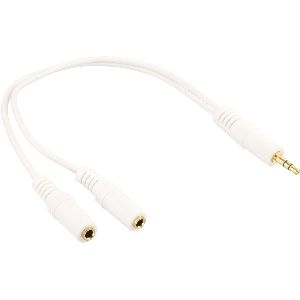 InLine® Klinken Y-Kabel, 3,5mm ST an 2x 3,5mm BU, Stereo, weiß/vergoldet, 0,1m 99300G